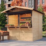 Timbela m149z maison de jardin en bois, �tal de march� en bois, grand stand de vendeur avec comptoir ...