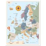 Grand tableau magn�tique autocollant carte de l'europe avec aimants et photos