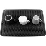 Grand tapis d'�gouttage en silicone avec une brosse de nettoyage pour le plan de travail, egouttoir vaisselle, ...