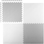 Grand tapis en mousse, puzzle ricokids 60x60cm 4 pices blanc et gris