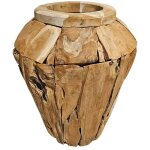 Grand vase d�coratif en bois de teck massif h. 59 cm - winnie l