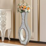 Grand vase de sol 76. 5cm haut vase dcoratif en verre cristal argent diamants design pour pampas et ...