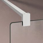 Grand verre barre de renfort recoupable pour porte et paroi de douche en alu blanc mat 90cm