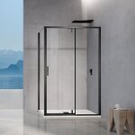 Grand verre - cabine de douche pivotante avec lment fixe et paroi latrale hauteur 195cm accessoires ...