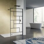 Grand verre - paroi de douche design contemporain verre 8mm s�rigraphie lin�aire noir mat 100x200