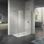 Grand verre - paroi de douche  l'italienne 130x200 accessoires rose d'or et panneau de verre 8mm transparent ...