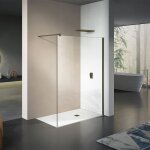 Paroi de douche � l'italienne en verre 8mm anti - calcaire avec profil� et barre de fixation en aluminium ...