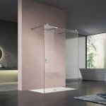Grand verre - paroi de douche largeur 140cm r�glable avec deux barres de fixation 140cm r�glable en aluminium ...