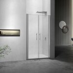 Grand verre - porte de douche battante  largeur rglable cm verre 6mm et profils chroms 80x197
