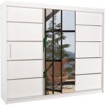 Les tendances - grande armoire de chambre  coucher 3 portes coulissantes blanches et alu avec miroir ...