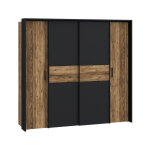 Grande armoire dressing 209 cm dcor bois d'pica et noir mat - celia