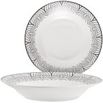 Grande assiette creuse maya en cramique blanche et noire 700 ml