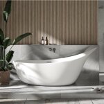 Grande baignoire lot sabot ovale design acrylique pour salle de bain, isolation thermique - blanc brillant ...