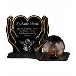 Grande bougie solaire led sph�rique mains dor�es pour pierre tombale de la toussaint