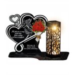 Grande bougie solaire xl 20 cm en forme d'ange avec deux c?urs et des roses pour la toussaint