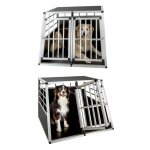 Le poisson qui jardine - grande cage double de transport solide en mtal et bois arrire droit pour chiens ...
