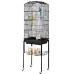 Grande cage  oiseaux, 62 po, dessus ouvert avec support roulant, spacieuse pour perroquets et perruches ...