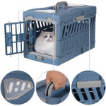 Grande cage de transport en plastique rigide pour chat, portable, 56 cm, avec couverture douce et niche ...