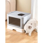 Haloyo - grande caisse chats litiere ferme facile  nettoyer , 48. 5 x 36. 5 x 38 cm, gris