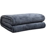 Grande couverture gris fonc�, taille double, douce et l�g�re, en flanelle polaire, 152 x 203 cm