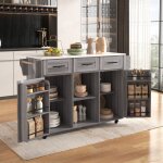 Grande desserte / meuble d'appoint 139x46(71)x91, 5 cm, placage bois massif gris pour le corps + dcoration ...