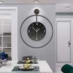 Grande horloge murale, 60 cm, en m�tal, sans bruit de tic - tac, silencieuse, ronde, num�rique, moderne, ...