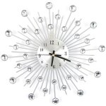 Grande horloge murale brillante argent�e m�tallique avec diamant 3d moderne et silencieux, horloge d�corative ...