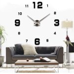 Grande horloge murale diy silencieuse moderne sticker 3d home office decor cadeau (noir)