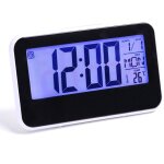Grande horloge murale lcd silencieuse avec affichage de la temp�rature et de l'humidit�, horloge avec ...
