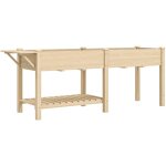 Grande jardini�re sur pied - carr� potager sur�lev� 2 compartiments - tablette rabattable, �tag�re - ...