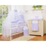 Grande moustiquaire pour lit b�b� en mousseline blanche avec anneaux et n?ud - violet