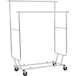 Grande portant � v�tements 2 barres extensibles hauteur r�glable 139 - 164 cm penderie roulettes avec ...