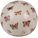 La grande prairie - dcoration boule beige cramique papilllons 12x12cm