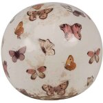La grande prairie - décoration boule beige papillons céramique 10x10cm La grande prairie - décoration boule beige papillons céramique 10x10cm