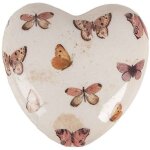 La grande prairie - décoration céramique coeur beige papillons 10x10x4cm La grande prairie - décoration céramique coeur beige papillons 10x10x4cm