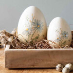 La grande prairie - d�coration ?uf d�co c�ramique fleurs 10x14cm