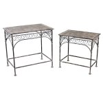 La grande prairie - ensemble de 2 tables d'appoint fer 60x40x58cm