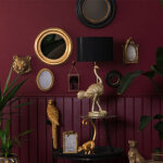 La grande prairie - miroir rond or bois 34x34x4cm