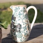La grande prairie - pichet dcoratif vert cramique beige 16x12x22cm