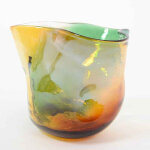 La grande prairie - vase panache orange verre 26x22x24cm