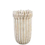 La grande prairie - vase rayé ciment crème 18cmx30cm La grande prairie - vase rayé ciment crème 18cmx30cm