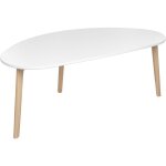 Grande table basse style scandinave pieds en bois de pin plateau en mdf blanc fly