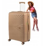 Grande valise de voyage beige � roulettes, l�g�re et r�sistante, 100 l, wowbag 7905 l champagne