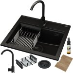 Granitan - evier en granit robinet noir egouttoir siphon foxal 85111891