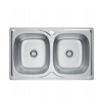 Vier double en acier inoxydable chrom satin 80x50 siphon d'vier  recouvrement