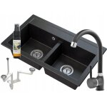 Granitan - vier double bac en granit + robinetterie Granitan - vier double bac en granit + robinetterie