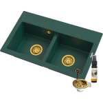 Granitan - vier double cuve en granit vier vert bouteille siphon or duet