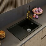 Granitan - vier en granit avec 1 bac et gouttoir - or