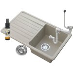 Granitan - vier en granit 1 compartiment gouttoir siphon beige citron