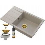 Granitan - vier en granit beige louis gouttoir siphon gold